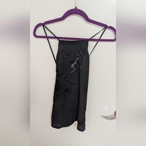 Express Black Embroidered Pencil Skirt